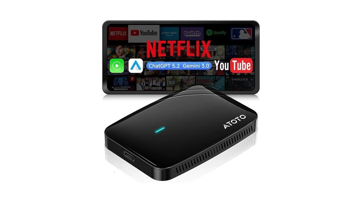 Atotoselect Wireless Carplay & Android Auto Adapter Support Youtube/netflix