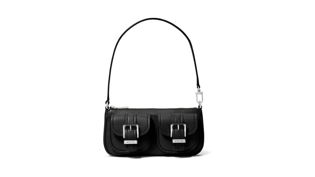 Michael Kors Women's Zoe Small Convertible Pouchette, Silver-tone Hardware/black