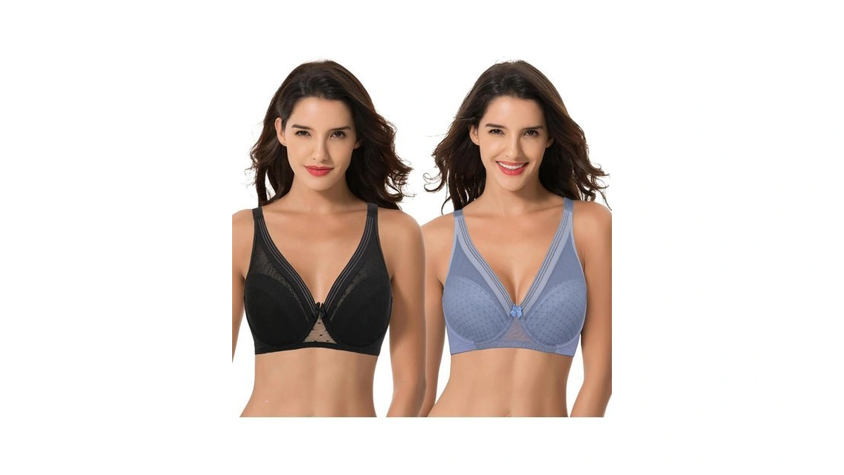 Curve Muse Minimizer Full Coverage Underwire Bra-2pk-black,lt Blue-38dd