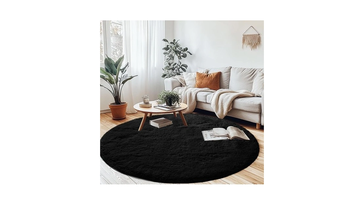 Caiyuecs Black Round Rug For Bedroom 5x5feet: Soft And Fluffy