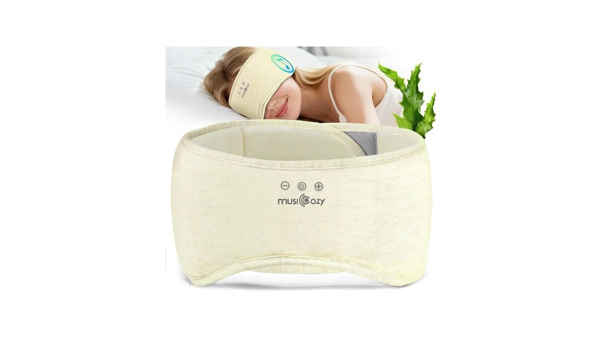 Musicozy Bluetooth 5.4 Sleep Mask Headphones, Seaweed Fiber Comfort Design