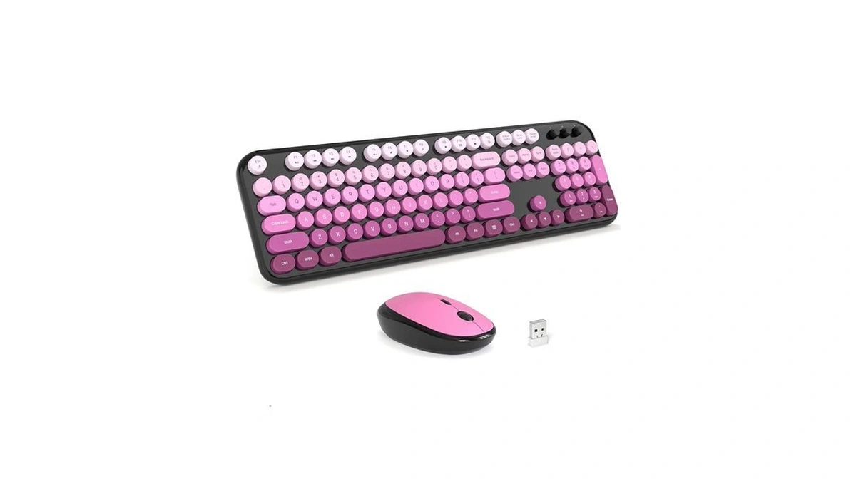 Mofii Wireless Keyboard And Mouse Combo - Blackpink-gradient Full-sized Plug