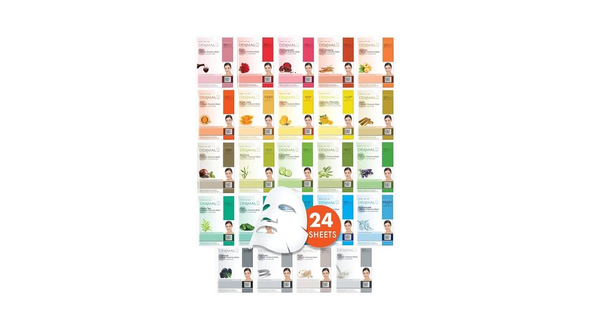 Dermal 24 Combo Korean Essence Sheet Mask Variety Pack, Collagen