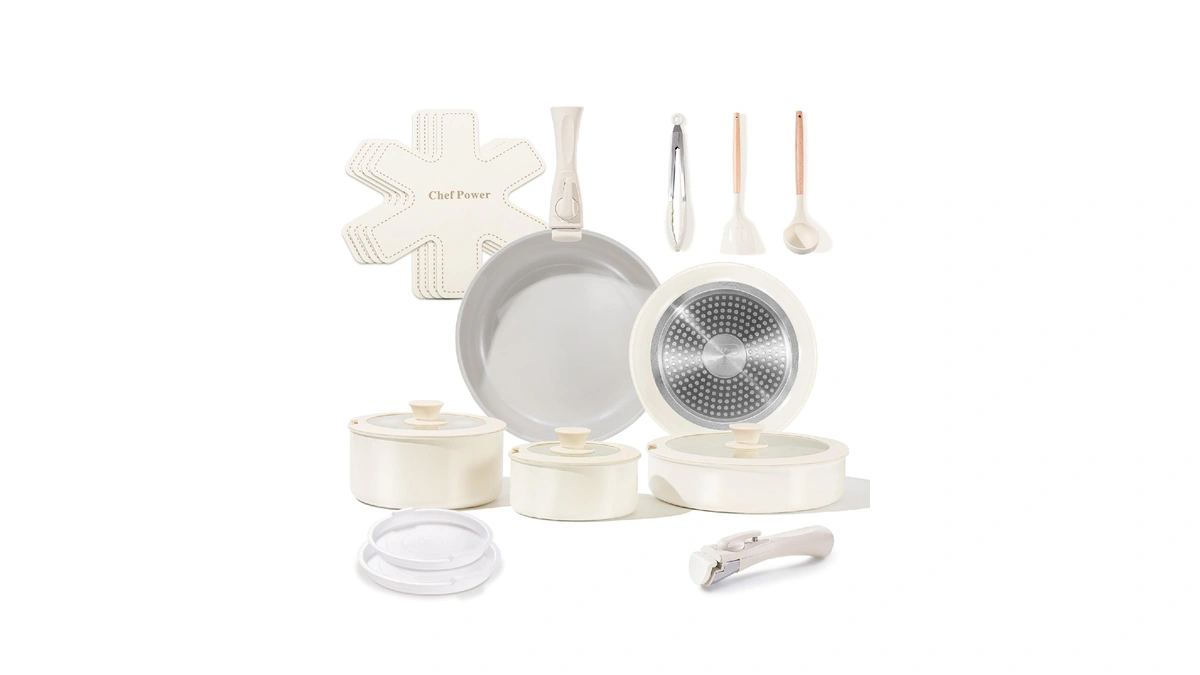 Chef Power Ceramic Nonstick Pots And Pans Set 19 Piece