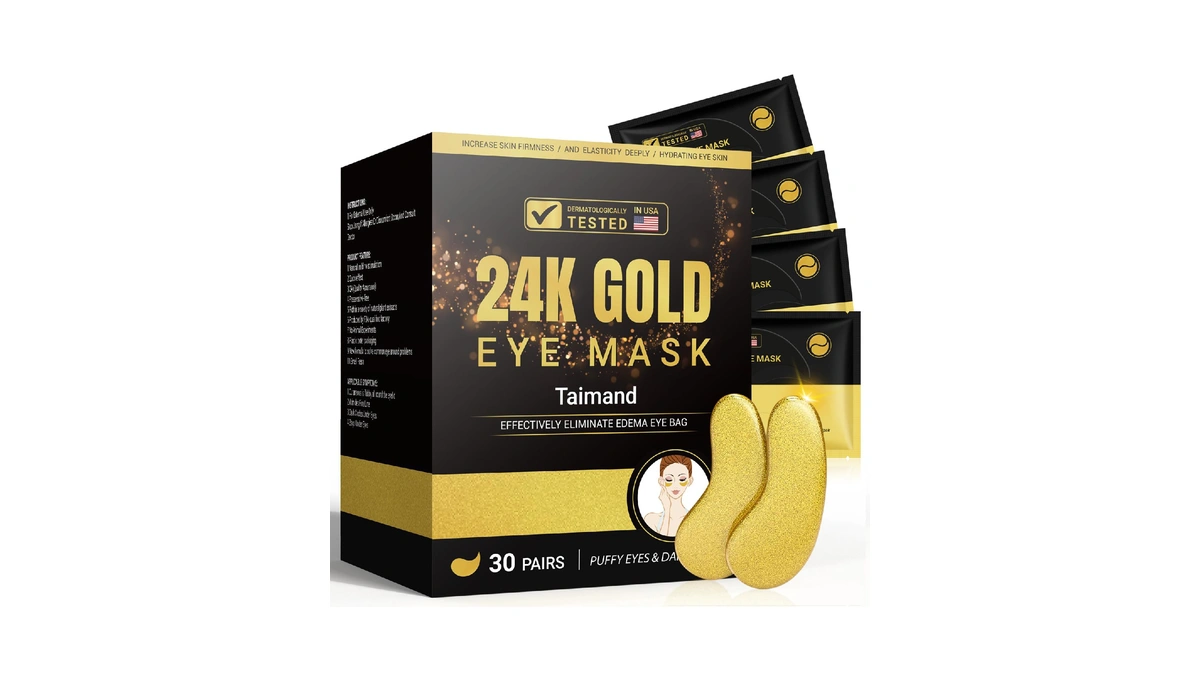Taimand Under Eye Patches (30 Pairs), 24k Gold Eye Mask
