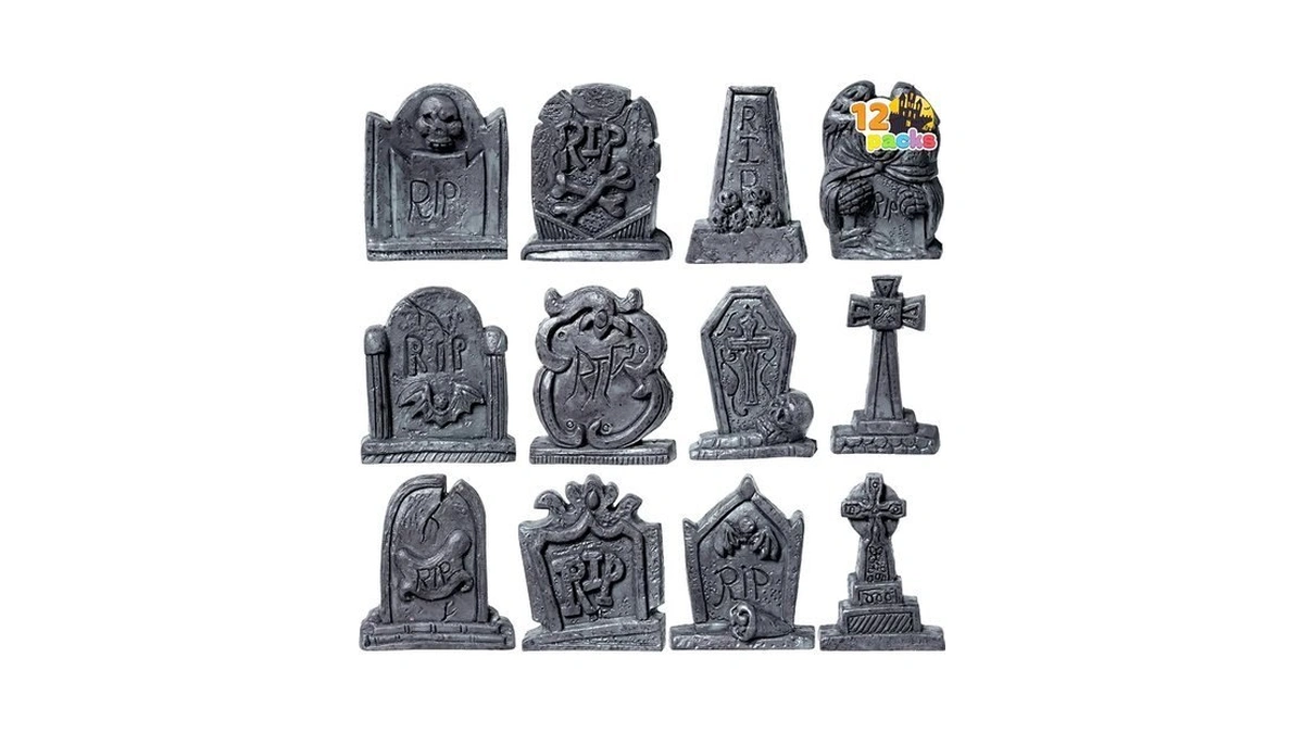 Joyin 12 Pcs Halloween Miniature Tombstones Graveyard Decorations Outdoor, Rip