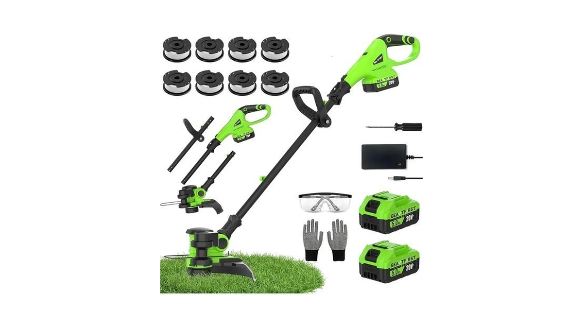 12" Cordless Weed Wacker String Trimmer With 2x 5.0ah Battery