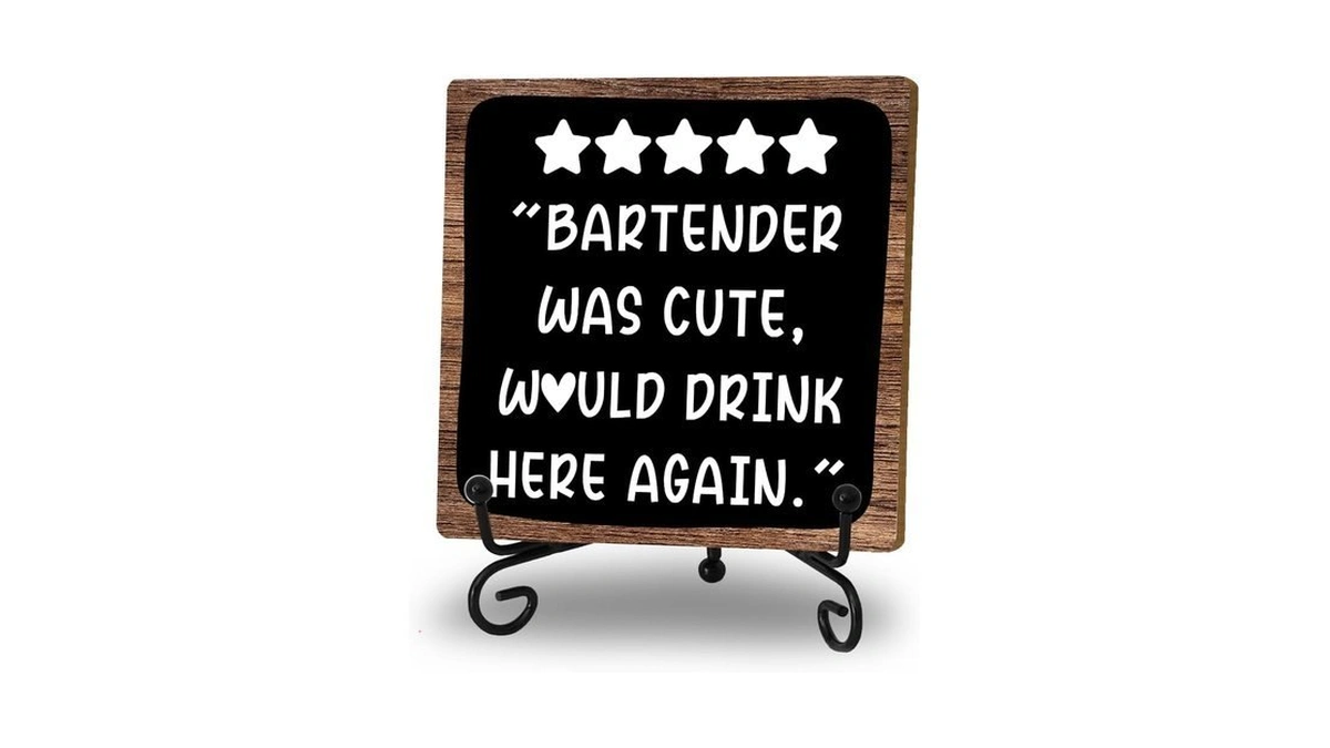 Amazon : Funny Bartender Review Desk Sign, Funny