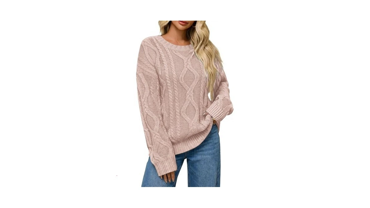 Lagracia Womenβs Oversized Cable Knit Sweaters Long Sleeve Pullover Crew