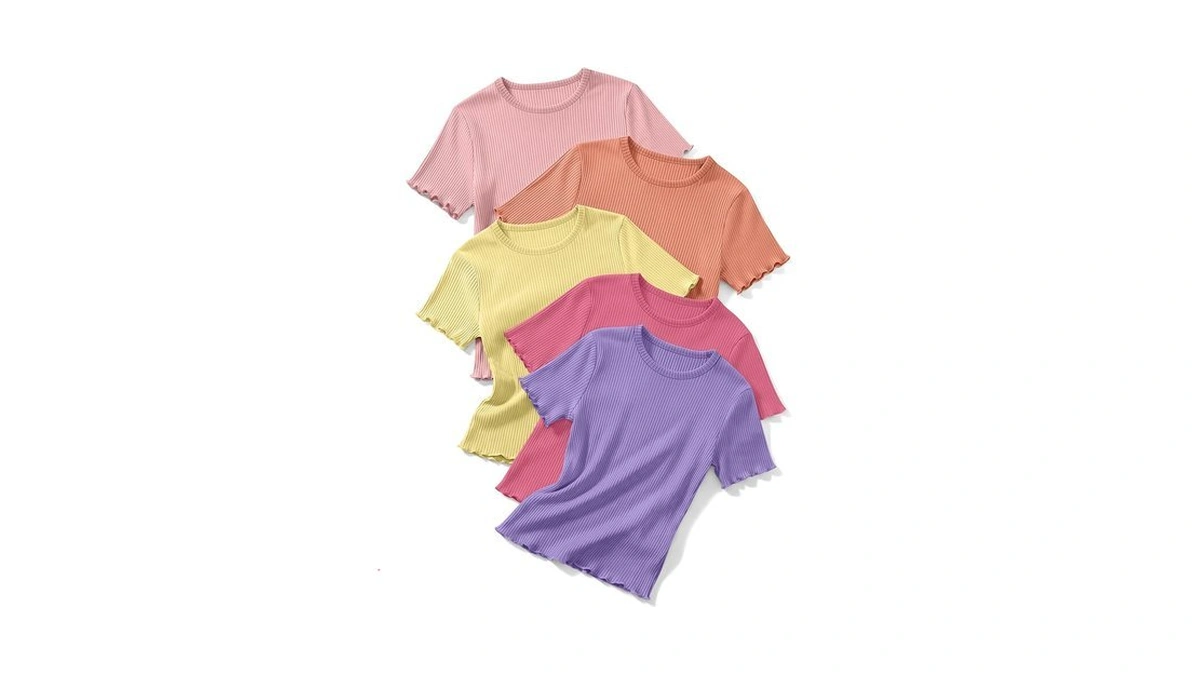 Lessonzoo 5 Pack Toddler Girls T-shirts, 5-color, 18-24 Months
