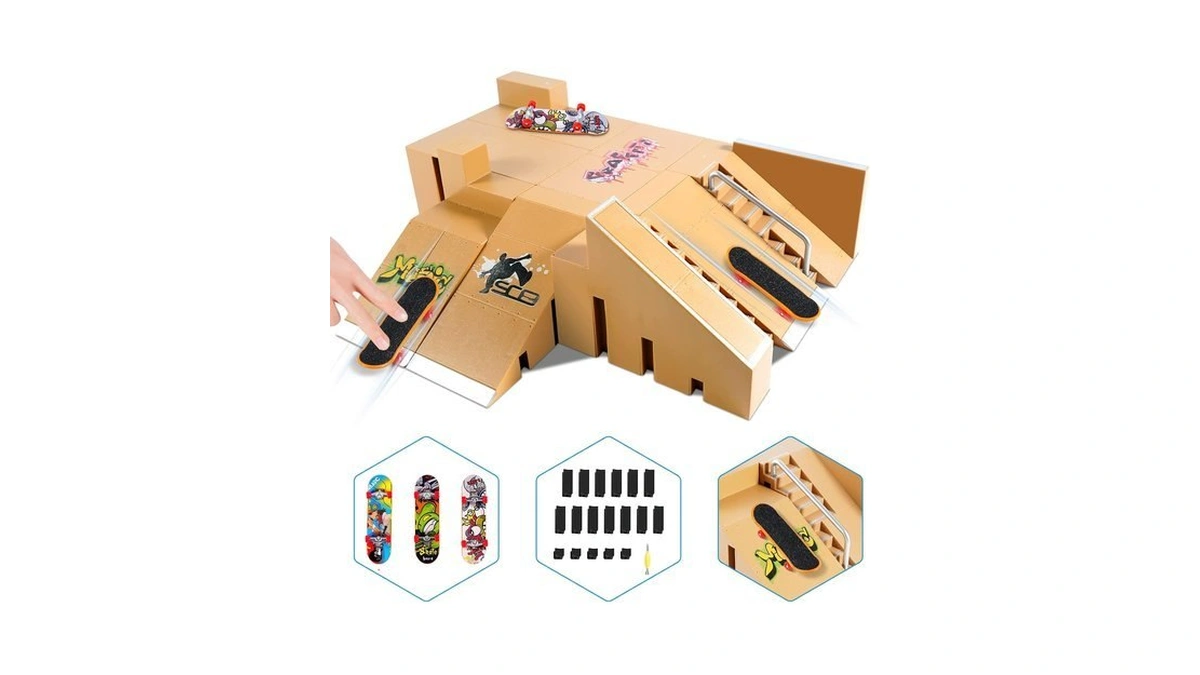 Fingerboard Skate Park Kit,skateboard Finger Toys With 3 Finger Skateboards