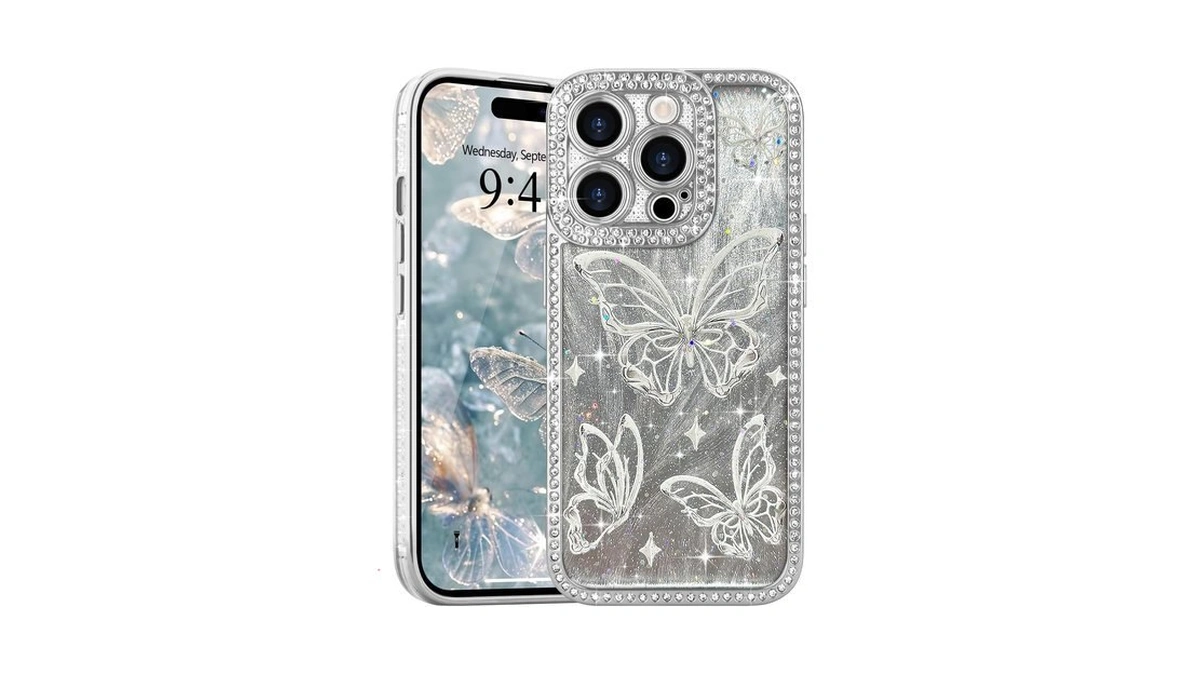 L-fadnut For Iphone 14 Pro Bling Butterfly Case, Cute Luxury