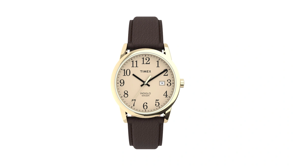 Timex Men's Tw2p75800 Easy Reader 38mm Brown/gold-tone/cream Leather Strap Watch
