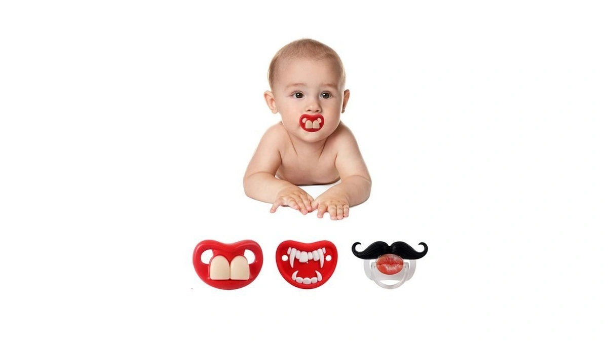 Robbear Funny Baby Pacifier, Cute Mustache Binkies, Fake Big Teeth