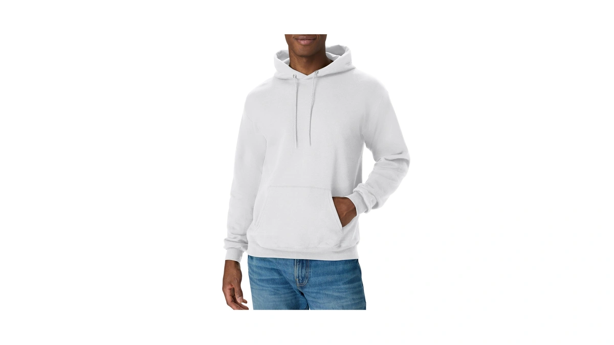 Hanes Men's Pullover Ecosmart Hooded Sweatshirt, White, Large