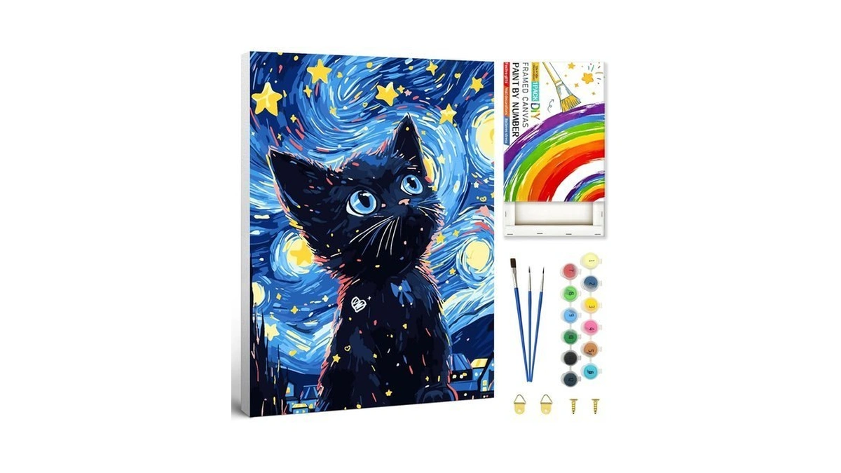 Sanyun Paint By Numbers Kit For Adults Framed,cat Paint By