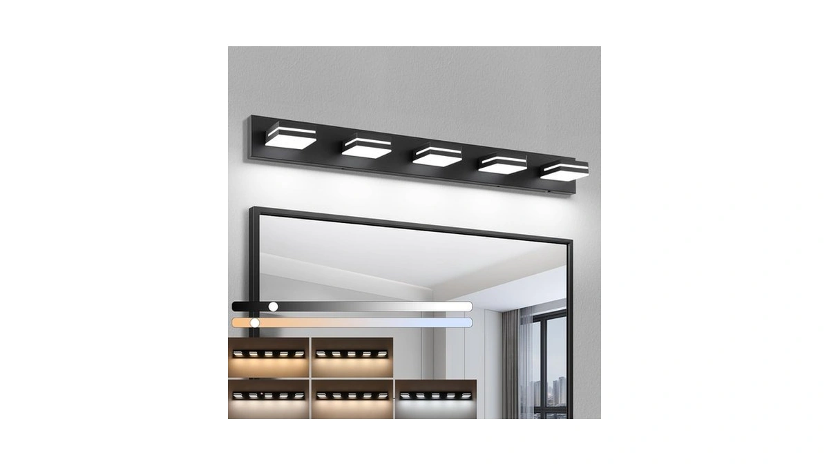 Liilokte Bathroom Vanity Lighting Fixtures Over Mirror (5-light, 40-inch) Dimmable