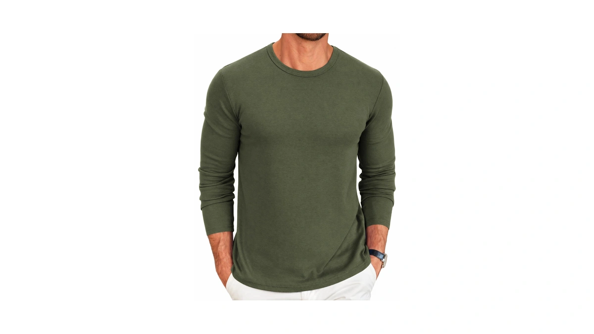 Coofandy Men's Crew Neck Tee Shirts Long Sleeve Shirt Casual