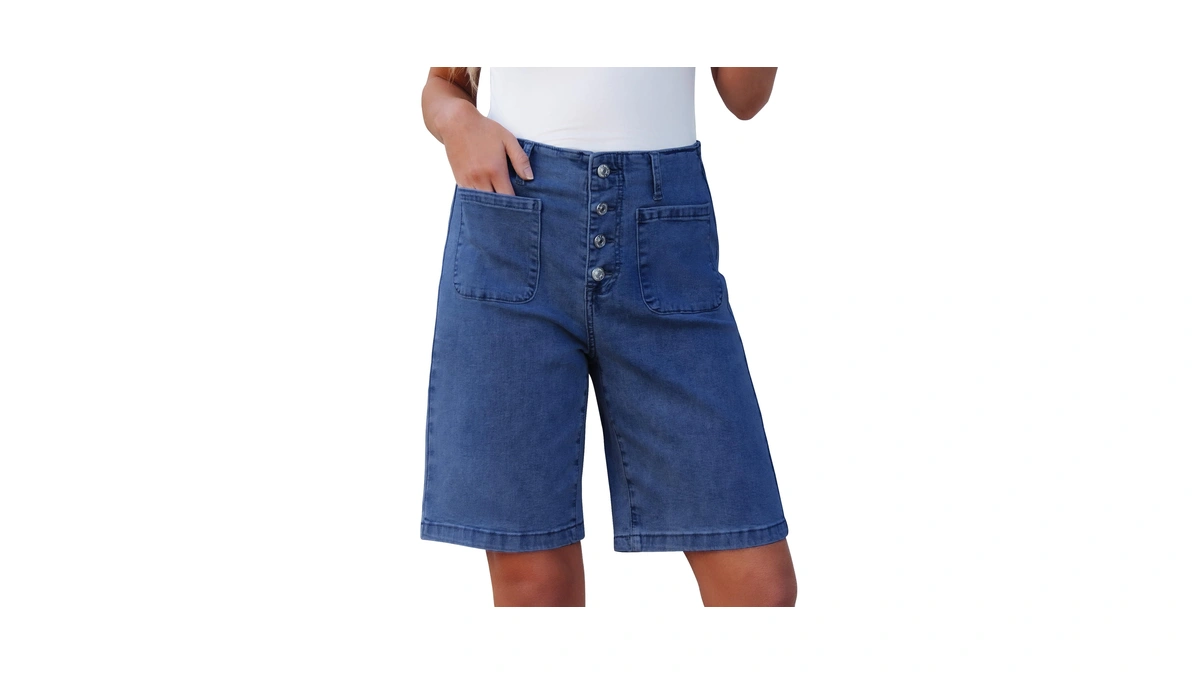 Amazon : Luvamia Bermuda Shorts For Women Jean Hi