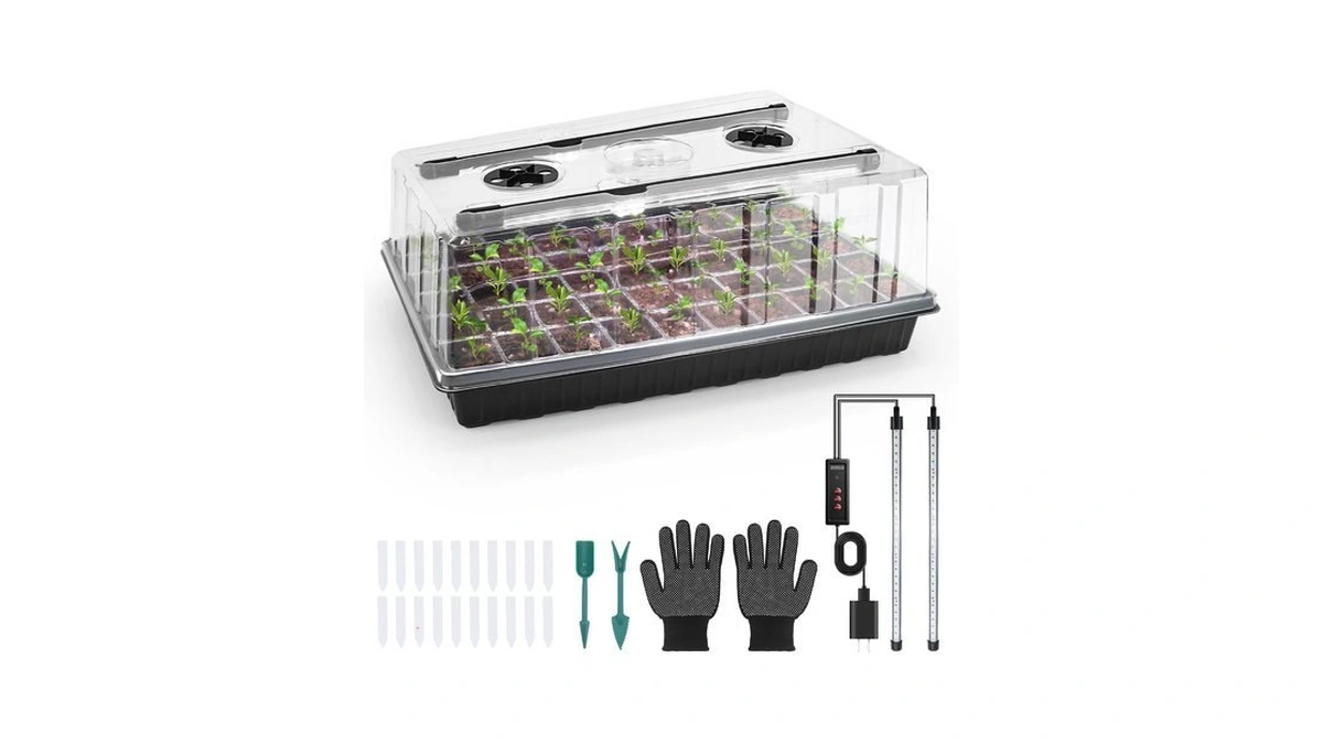 Mulctun 60-cell Seed Starter Tray With Grow Light, Seedling Starter