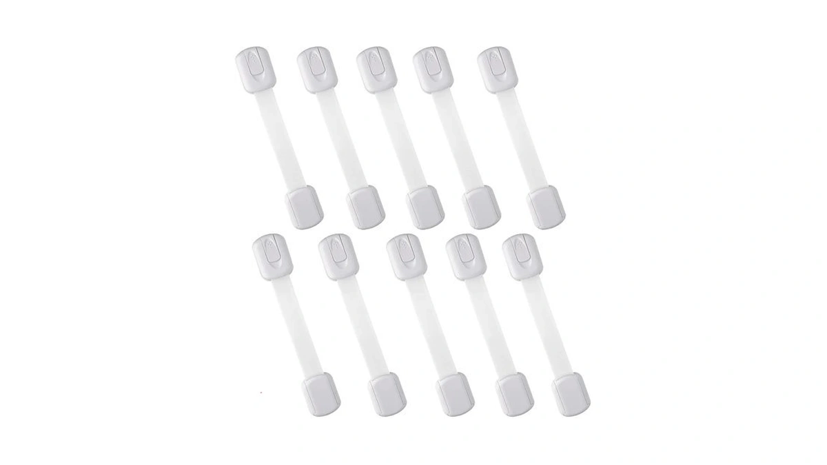 Skyward 10-pack Baby Safety Cabinet Locks, White, Adjustable, Drill-free
