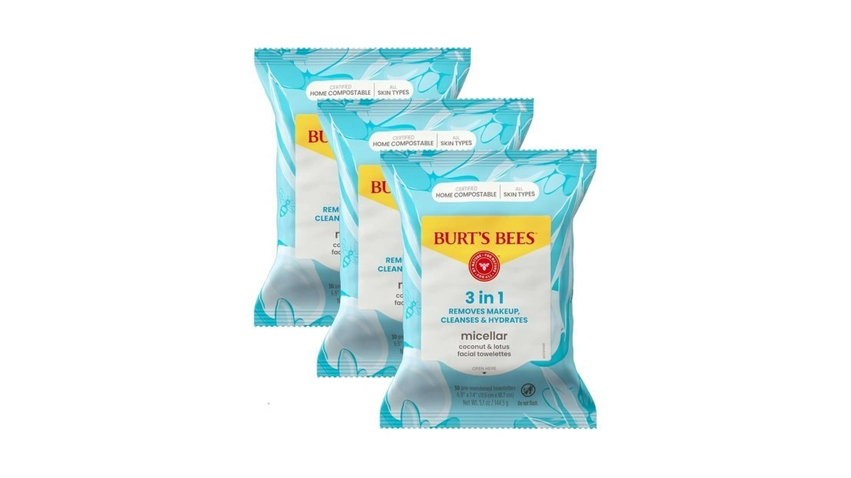 Face Wipes, Burt's Bees Facial Cleansing, Makeup Remover Towelettes, 3