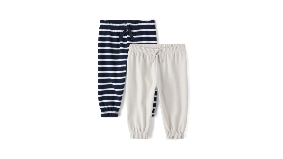 The Children's Place,baby Boys,and Newborn Jogger Bottoms,navy Stripe/grey 2-pack,6 Months,9