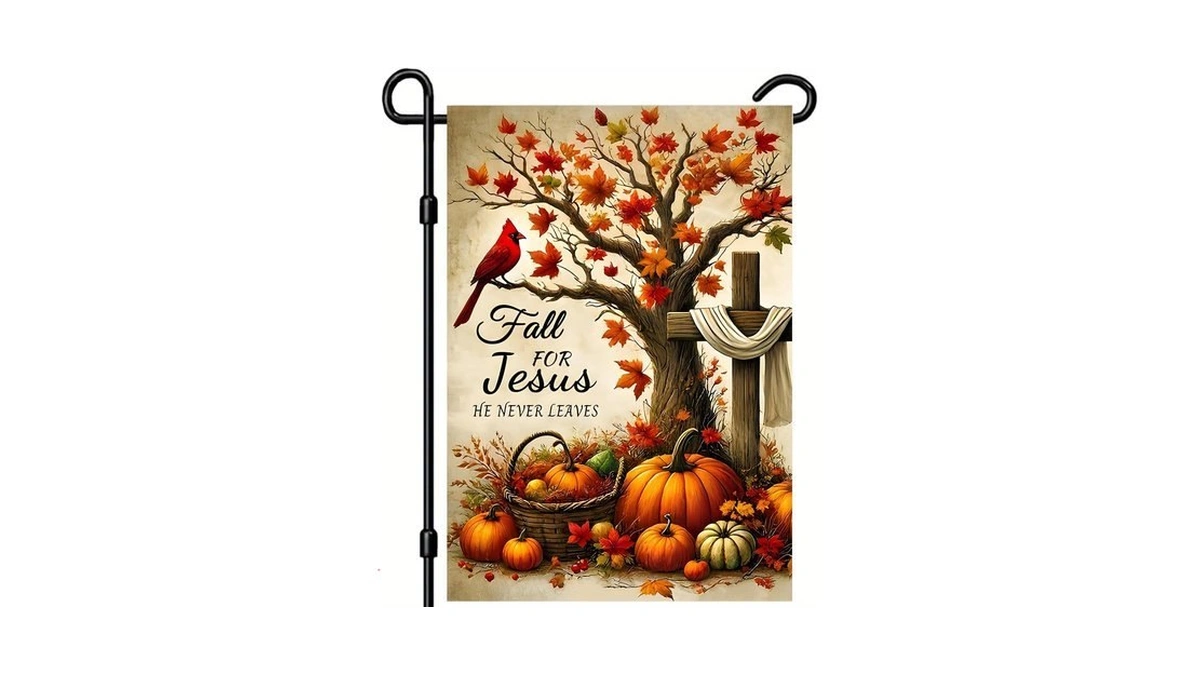 Fall For Jesus He Never Leaves Garden Flag 12 X