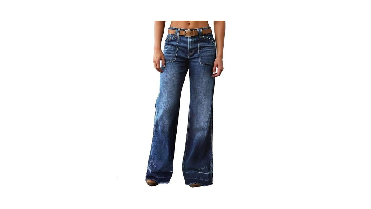 Flvsun Wide Straight Leg Stretchy Jeans For Women Mid High