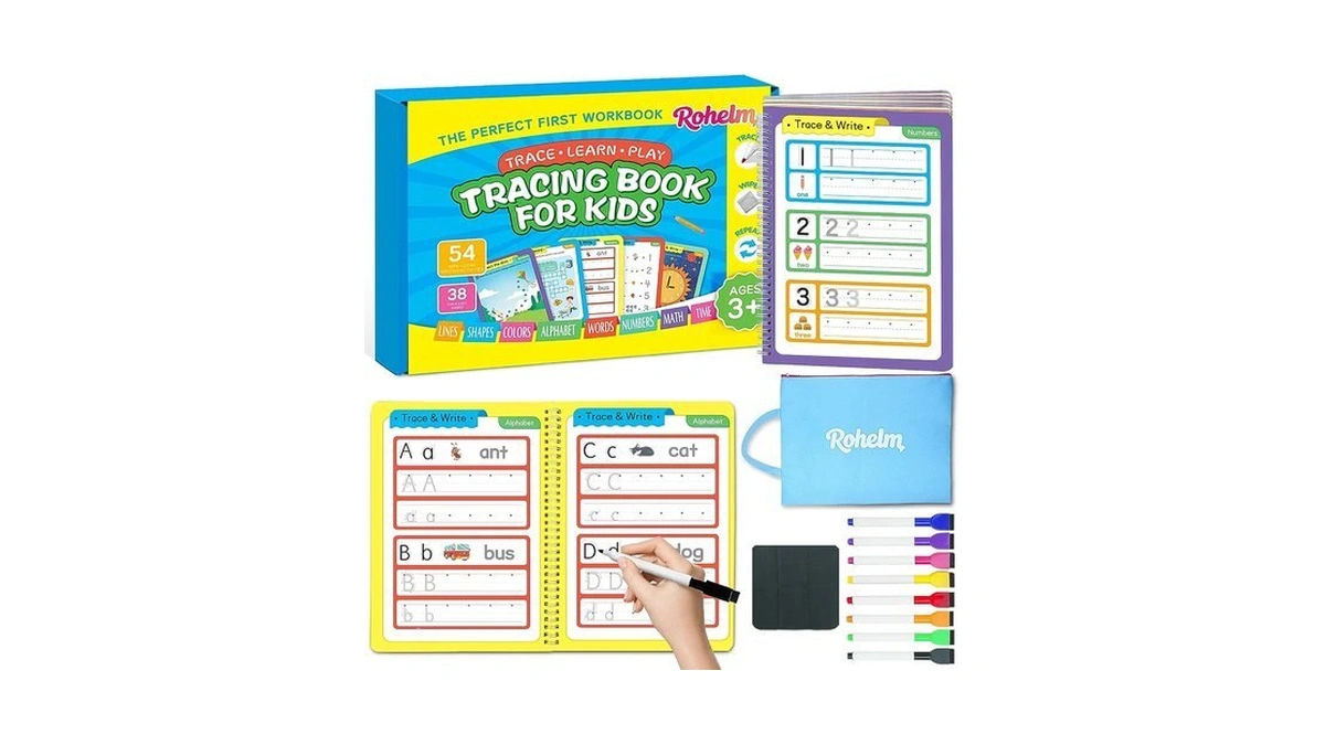 Preschool Learning Activities Book, 54 Reusable Pages Workbooks For Kid,
