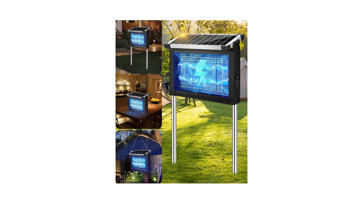 Solar Bug Zapper 4500v, Waterproof Mosquito Zapper Fly Traps Outdoor