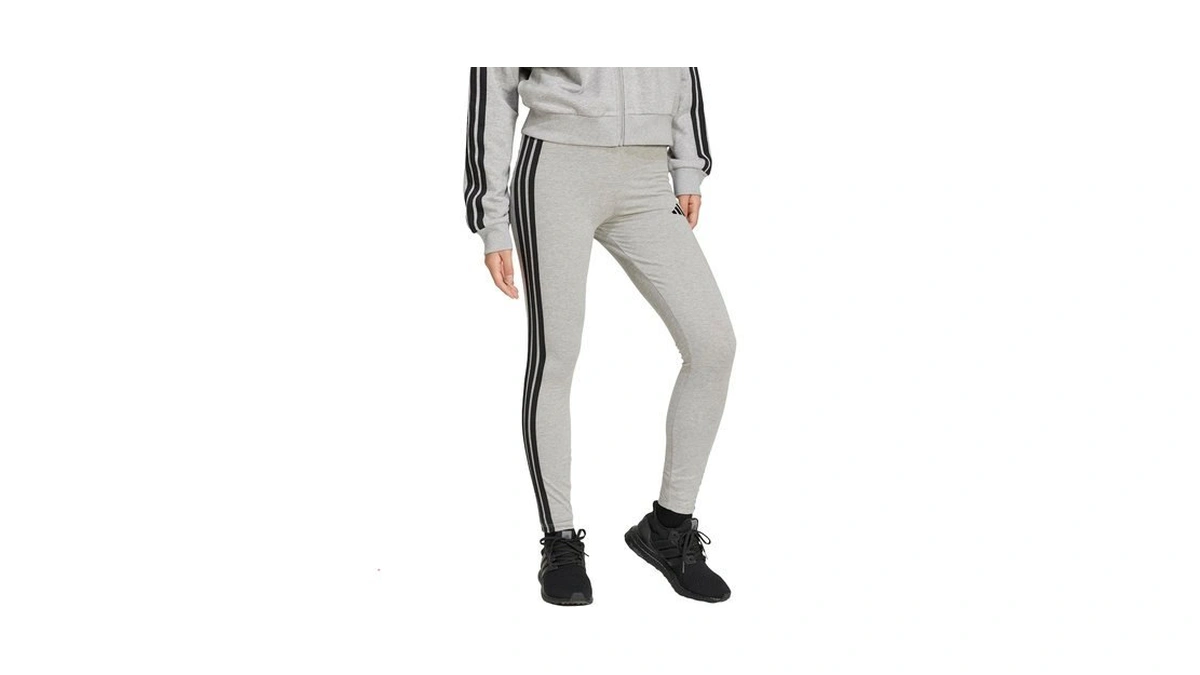 Adidas Womens 3-stripes Single Jersey Sportswear Leggings, Medium Grey Heather/black,