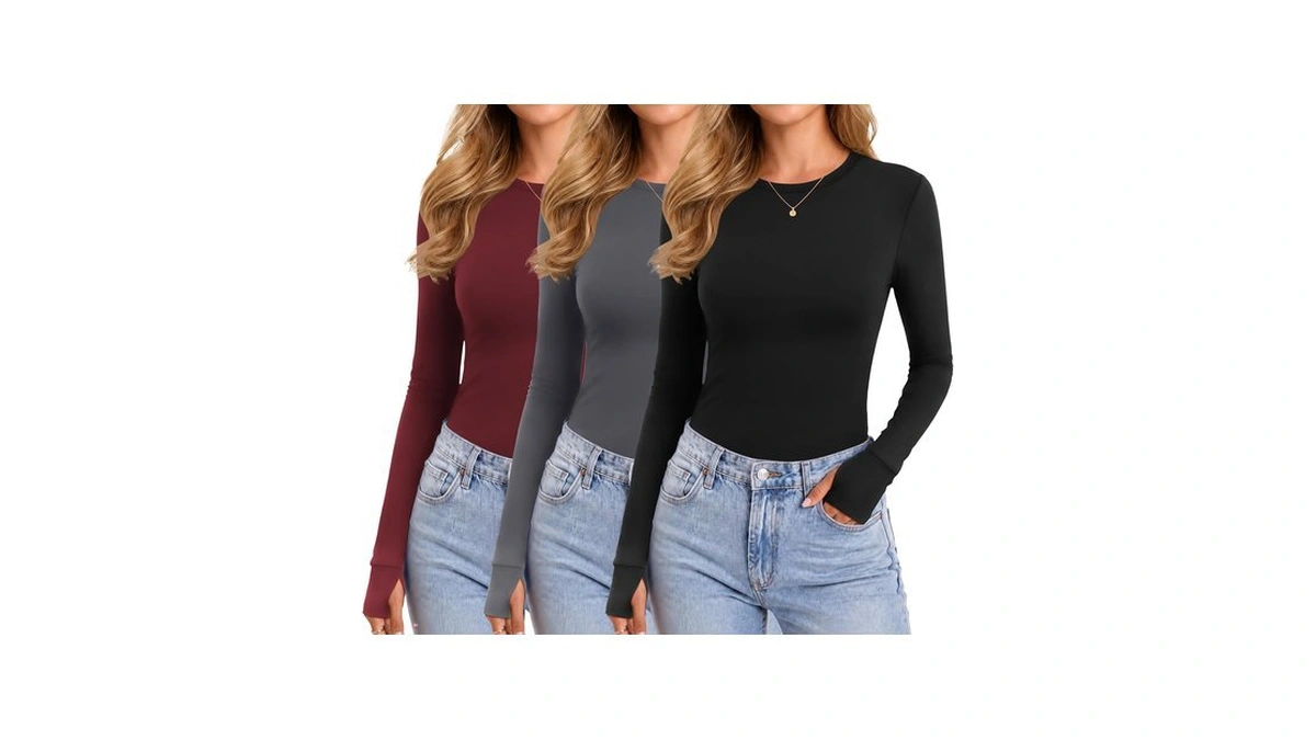 Ekouaer 3 Pack Long Sleeve Shirts For Women With Thumb