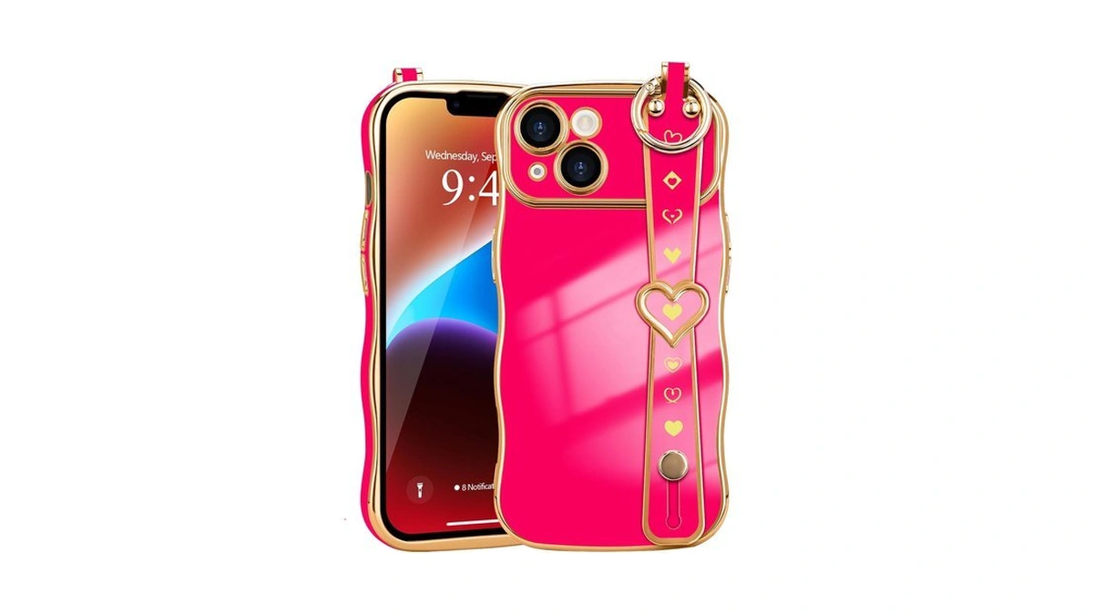 Llz.coque For Iphone 14 Case With Strap Wave Frame, Hot