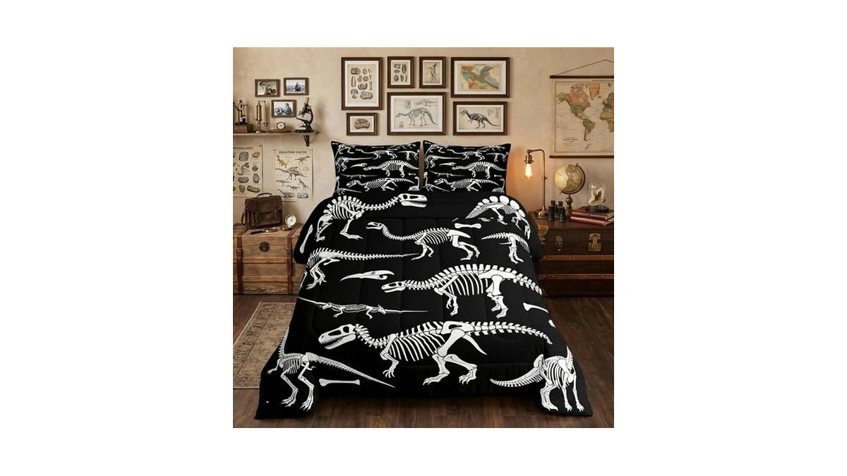 Erosebridal Dinosaur Skeleton Comforter Set Enormous Dinosaur Bedding Set For