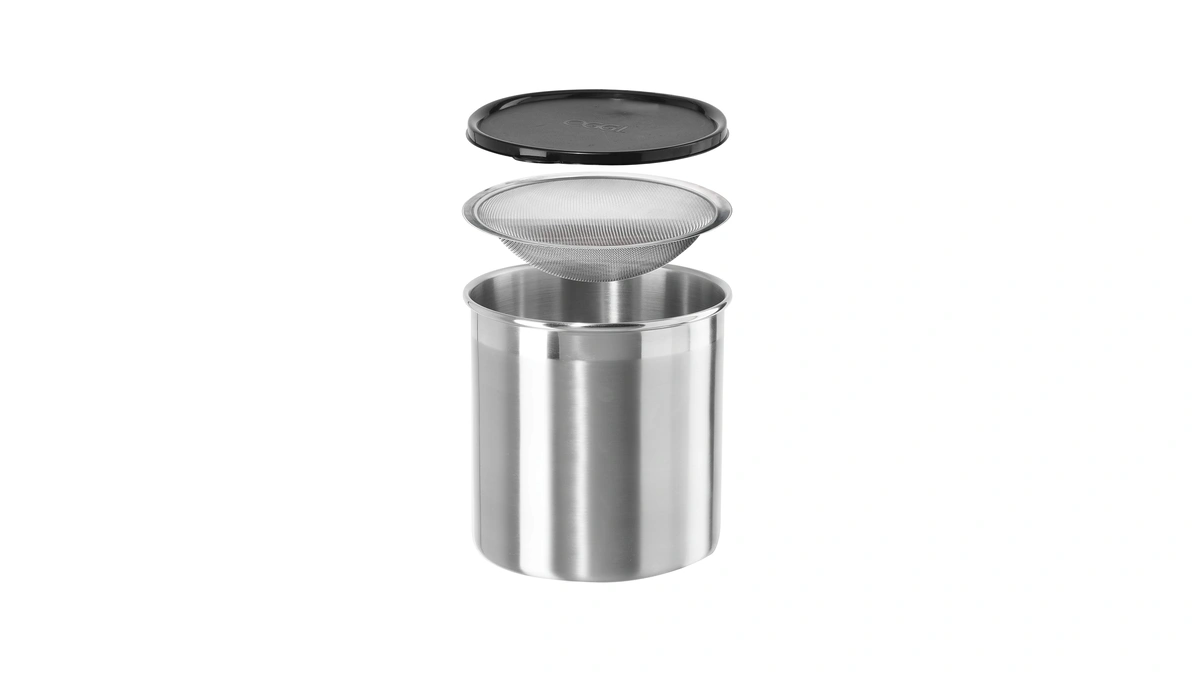 Oggi Stainless Steel Jumbo Grease Container With Removable Strainer And