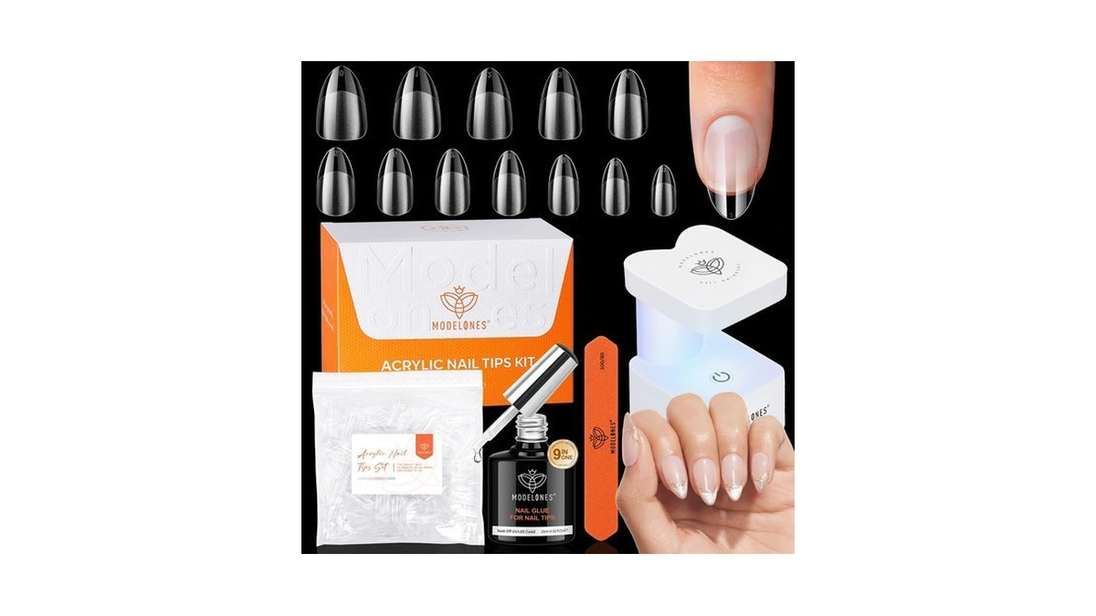 Modelones X Nail Gel Kit Short Almond, 9-in-one Nail Glue