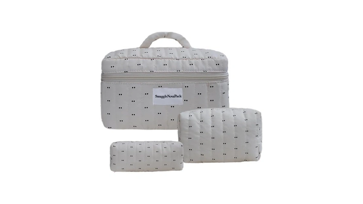3pcs Water Resistant Cosmetic Bag Travel Toiletry Organizer(dot Pattern)
