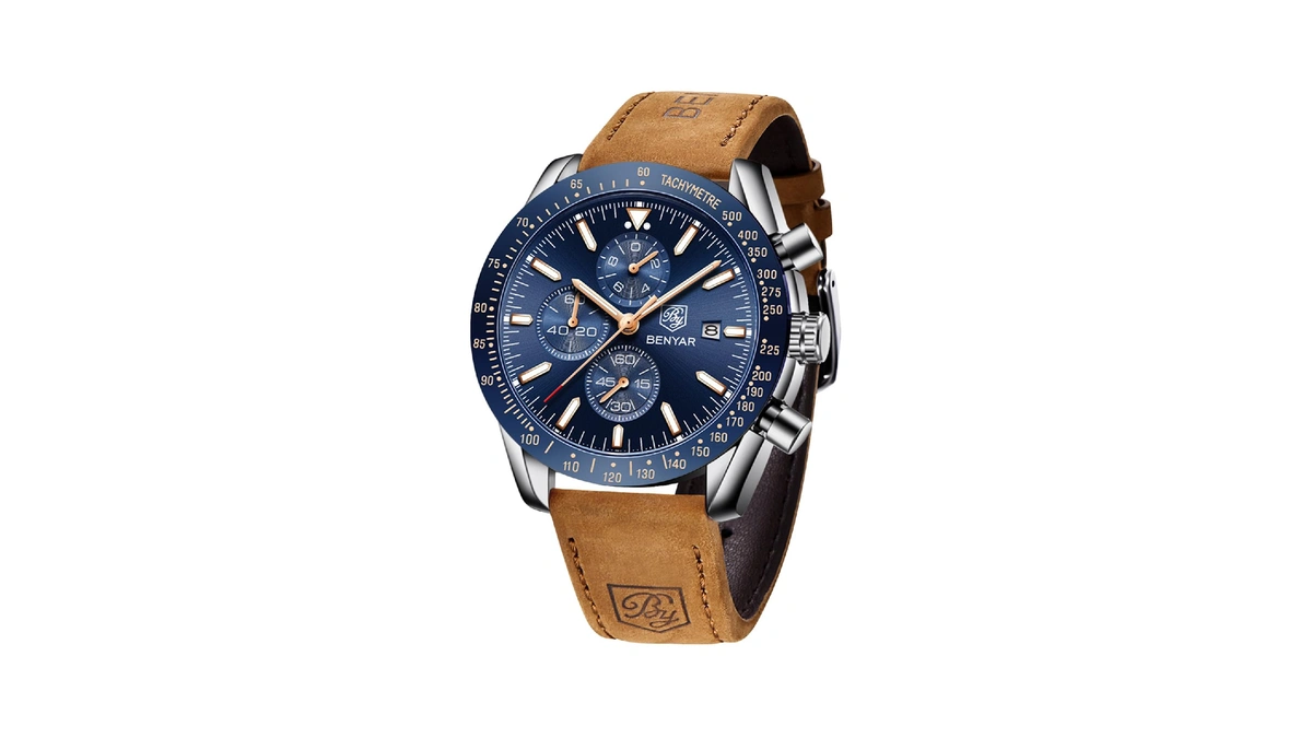 Benyar Watch For Men, Analog Quartz Movement Chronograph Wrist Watch,