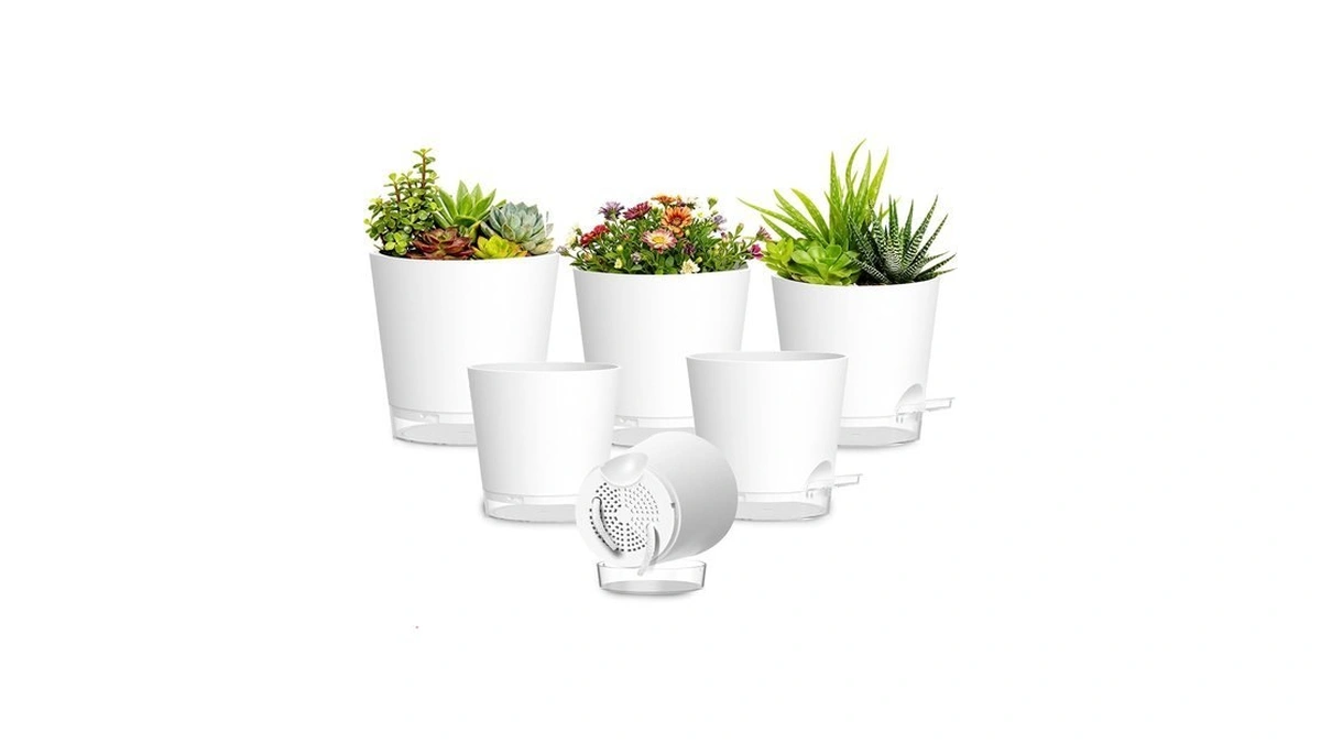 Sqkh Plant Pots 4/5/5.5/6/6.5/7 Inch Self Watering Pots, 6 Pack