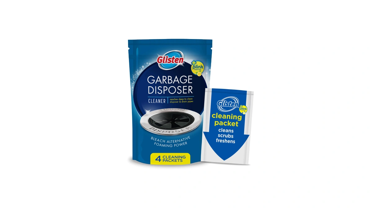 Glisten Garbage Disposer Cleaner, Lemon Scent Odor Eliminator, 4 Packets