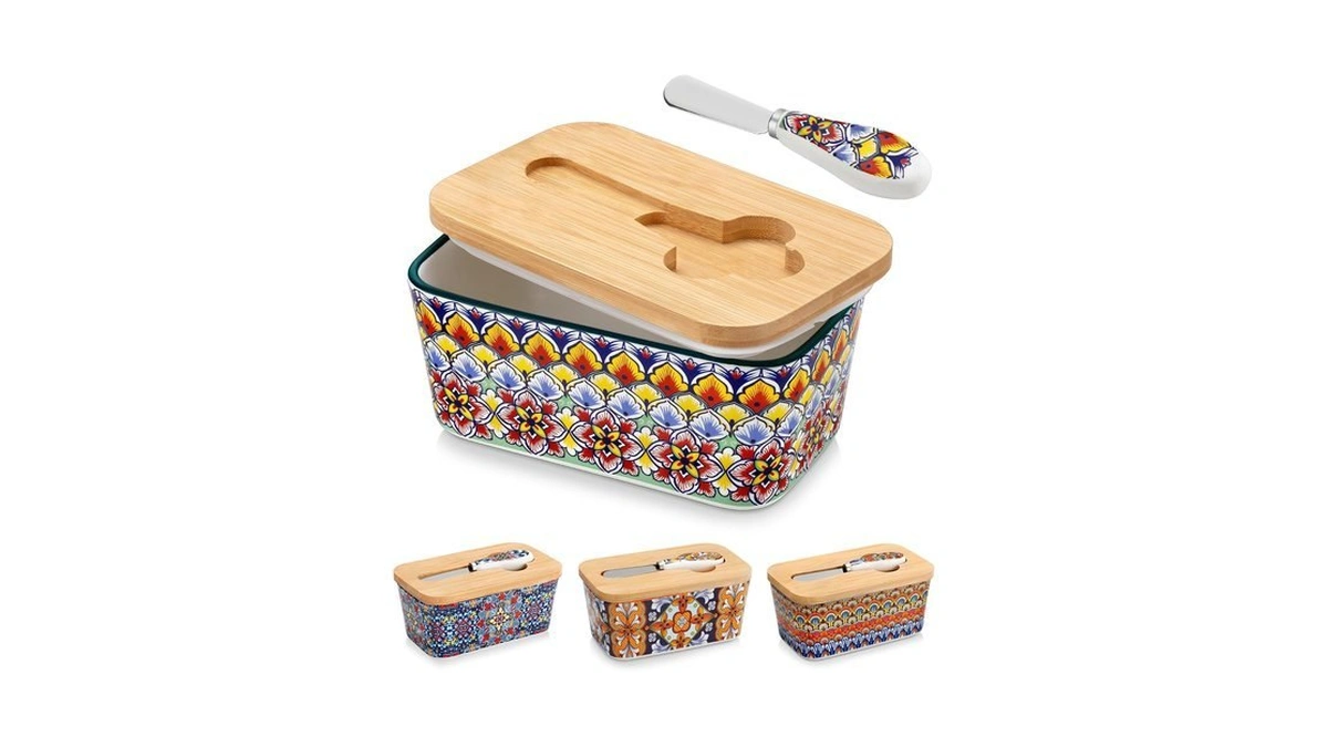 Vancasso 6.5" Butter Dish With Lid, Ceramic Butter Dish For