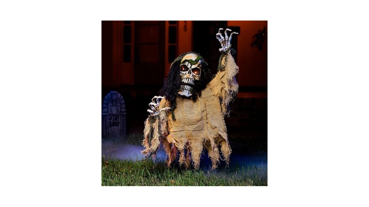 Joyin Halloween Decoration Outdoor Animated Zombie Groundbreaker, Light-up Skeleton Zombie