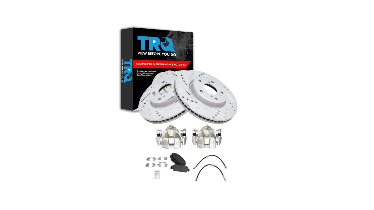 Trq Performance Front Brake Pad And Rotor Set Ceramic Drilled