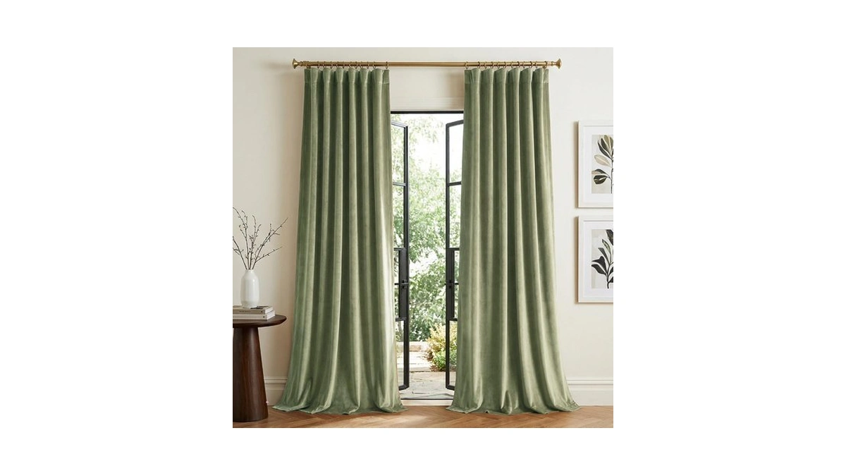 Stangh Sage Green Velvet Blackout Curtains For Bedroom, W52 X