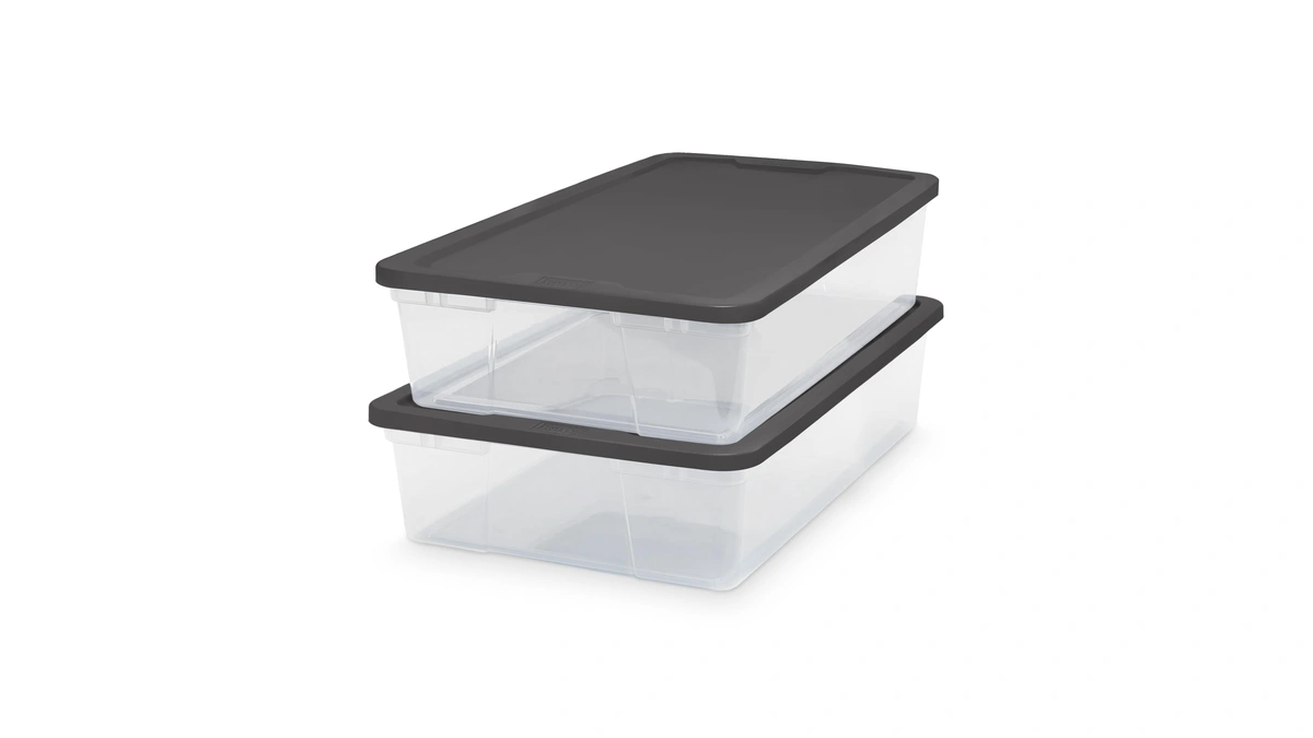 Homz 2-pack Snaplock, Small Clear Plastic Storage Organizer Bins W/