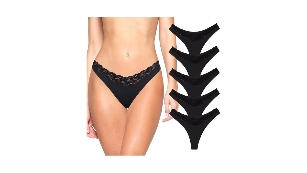 Reoria Womens Sexy Lace Seamless Thongs Panties For Women Cheeky