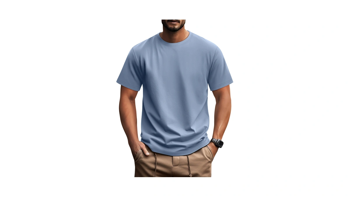 Ficerd Men's Big And Tall Short Sleeve Shirt, Light Denim