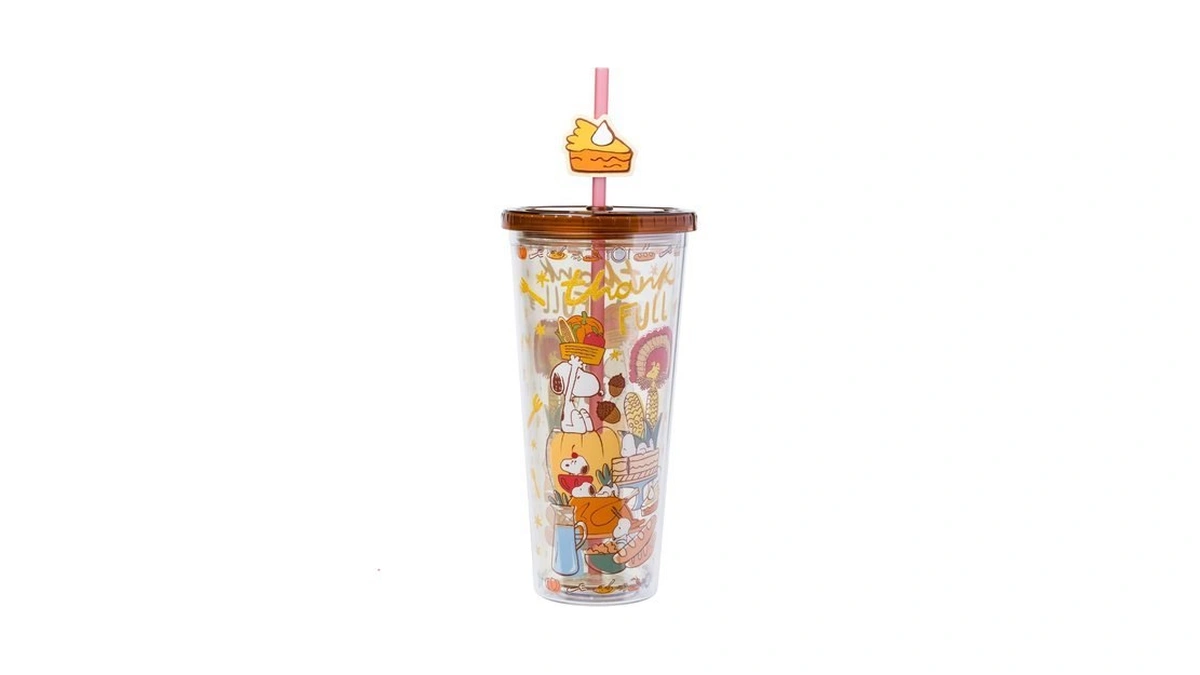 Silver Buffalo Peanuts Fall Autumn Thanksgiving, Plastic Cold Cup, 24oz