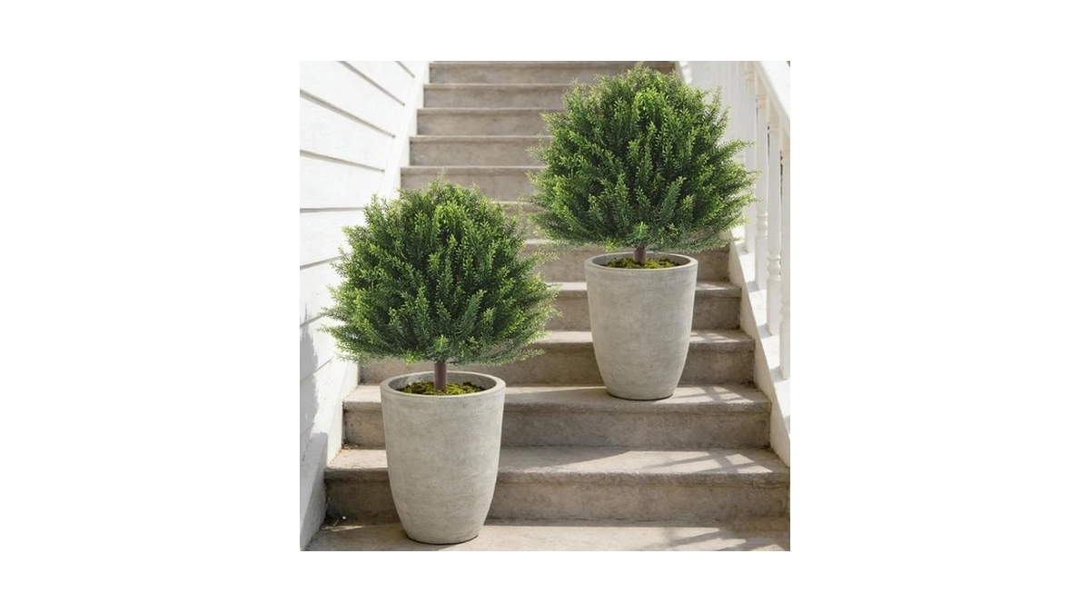 24.2" Outdoor Artificial Plants Topiary Trees - Uv Resistant Faux